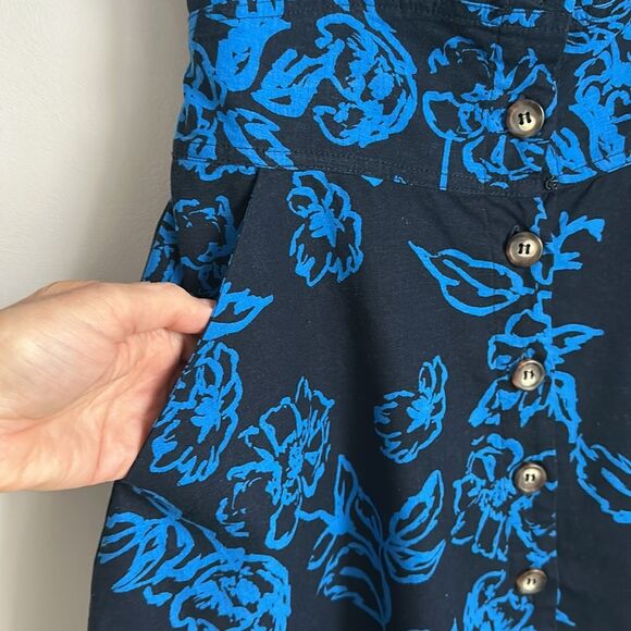 Free People Blue Floral A Thing Called Love Linen Blend A line dress Size 8 - Picture 9 of 13